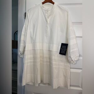 Pomander Place (Tuckerknot) White Long-Sleeve Band-Collar Dress